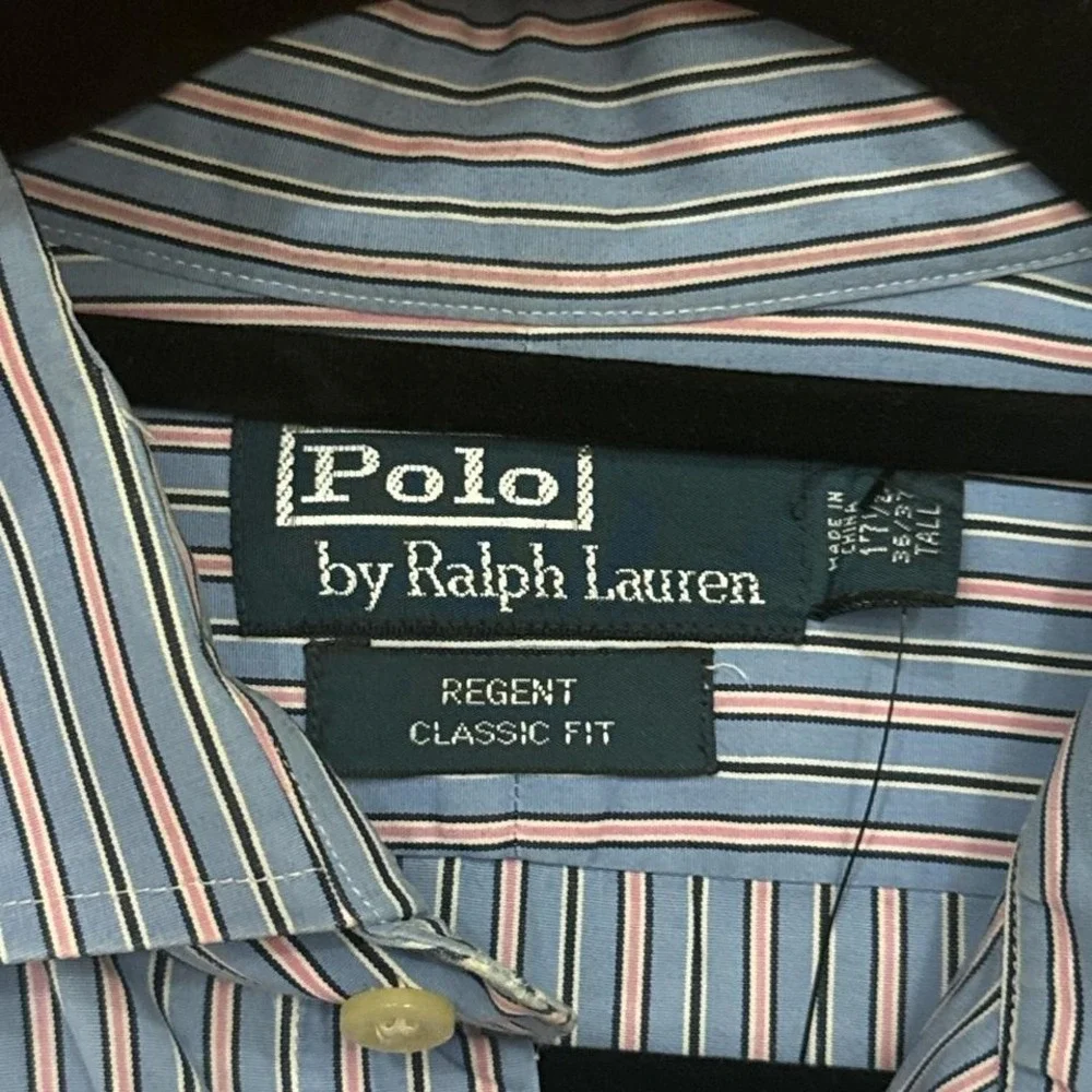 Vintage Polo Ralph Lauren Pink Blue Stripe Big & Tall Polo Shirt Classic Fit